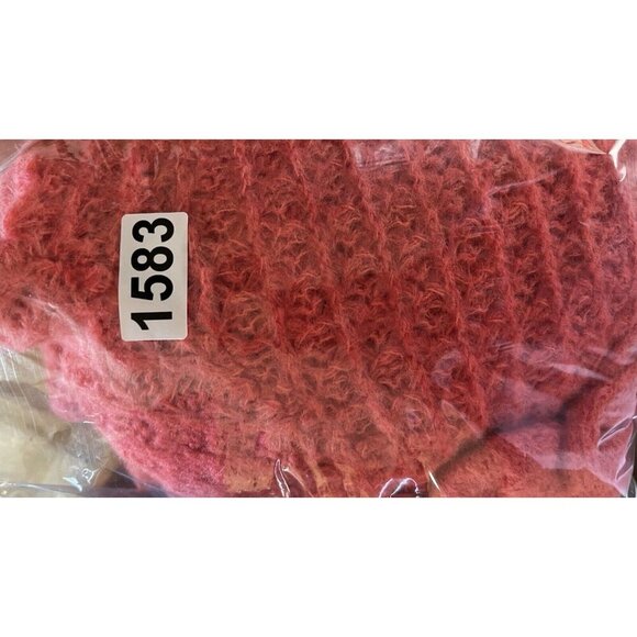 Anthropologie Sweater Ruffled Open Neck Jumper Cozy Soft Coral Pink Waffle Knit - Picture 14 of 14